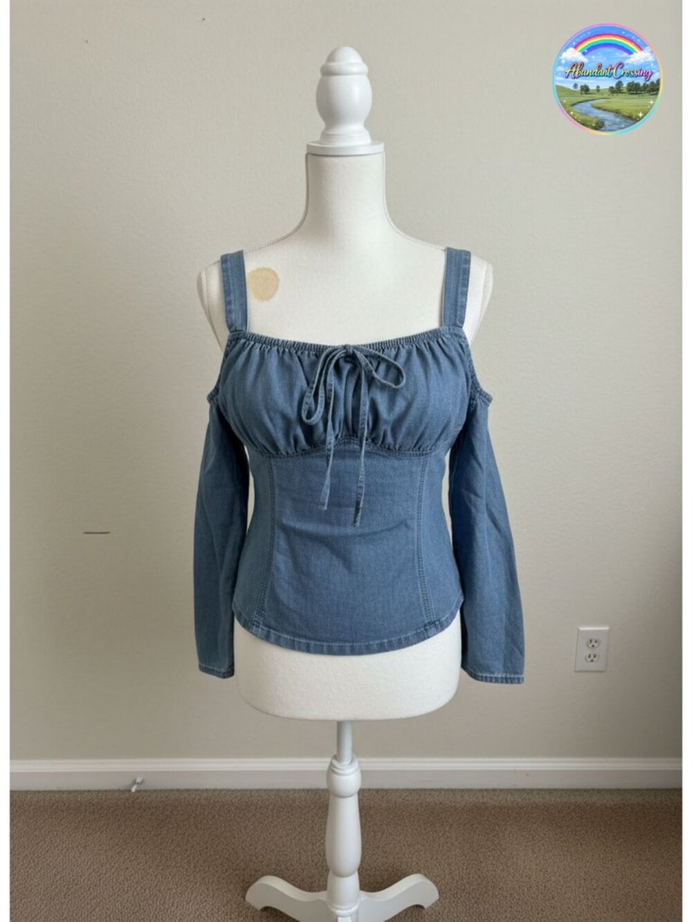 Denim Corset Top Womens Smocked Back Bow Square Neck Crop Vest Concert